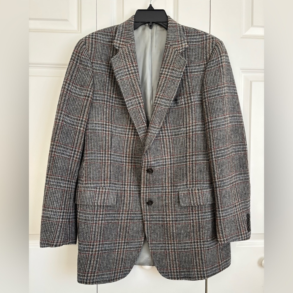 Classic Gray Plaid Men's Blazer